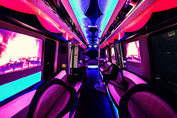 super sized bus with dance floor